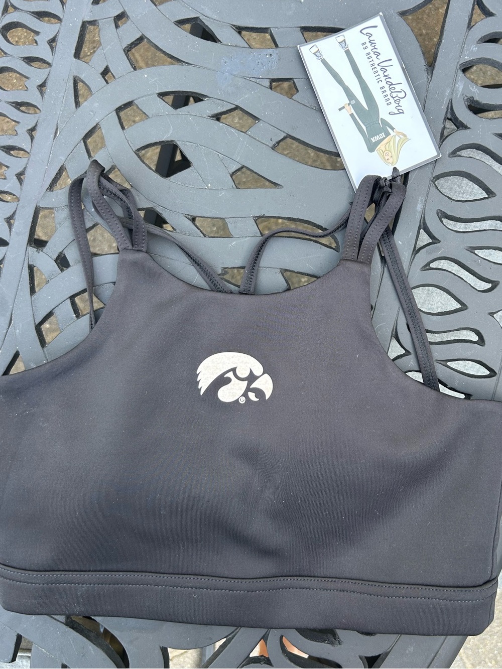 Iowa Hawkeyes Black Strappy Sports Bra